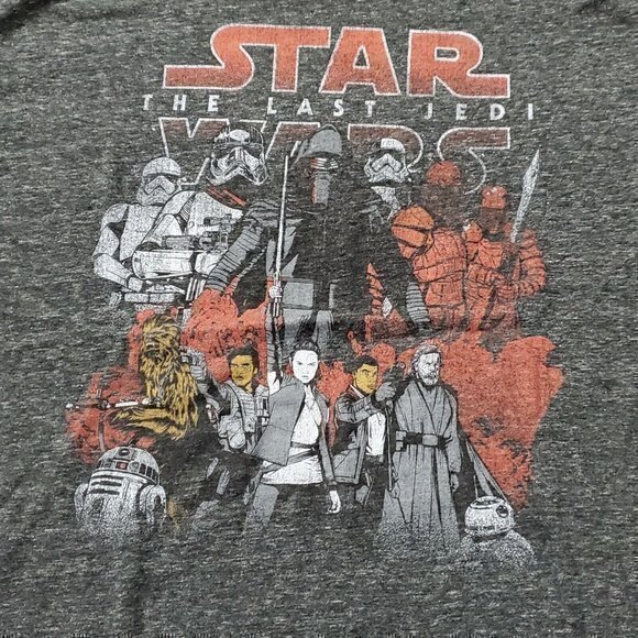 Star Wars The Last Jedi Mens Shirt Rey Kylo Ren Group Shot Gray T-Shirt Large - Picture 3 of 4